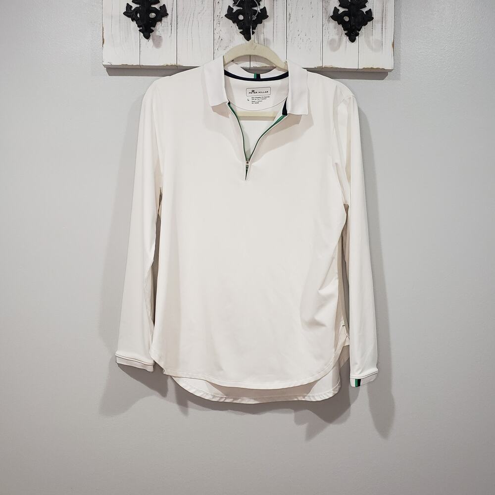 Peter Millar Pullover L White Quarter Zip Golf Tennis - Picture 1 of 4